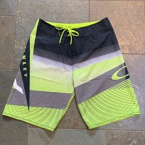 Oakley Men's Neon Green and Black Board Shorts